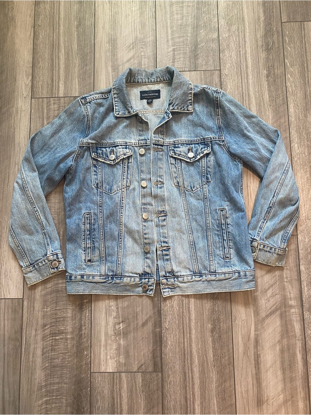 Lucky Brand The Tomboy Trucker Denim Jean Distress Jacket Medium